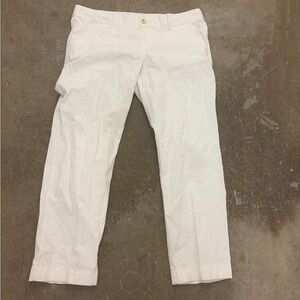Lilly pulitzer White cotton cocoanut walk crop pants